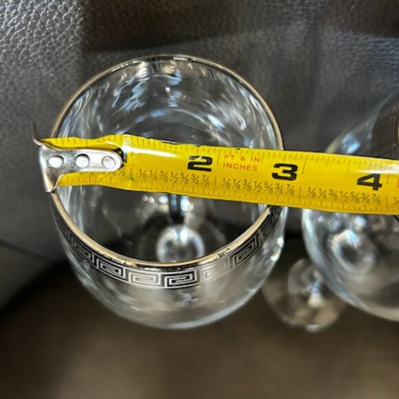 NWOT Vintage Italian Crystal Wine Champagne Glasses With Gold Trim Greek Design - Picture 6 of 13